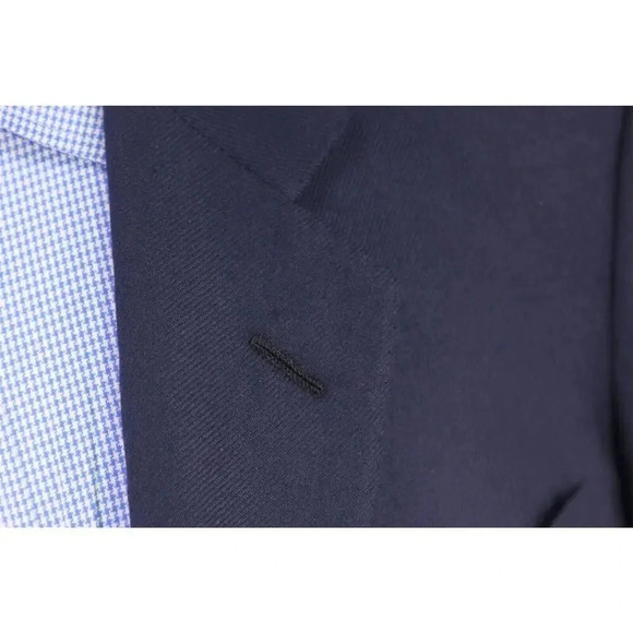 Giuseppe New York Bespoke Navy Blue 100% Cashmere Patch Pocket Blazer Jacket 42R - Picture 4 of 12